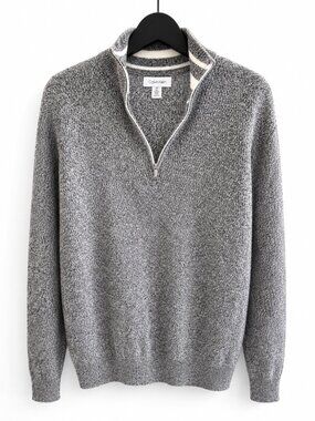 Calvin Klein Men’s Medium Gray Marled Quarter Zip Sweater